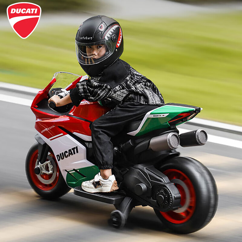 智乐堡（CHILOKBO）儿童电动摩托车两轮大号玩具车可坐人童车男女孩礼物杜卡迪炫彩红