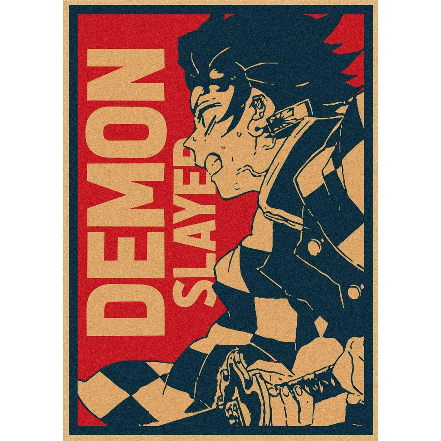 鬼灭之刃kimetsu no yaiba动漫海报 灶门炭治郎复古装饰墙 乳白色 1