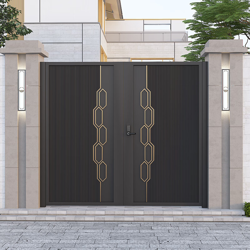 润华年铝合金别墅庭院门铝雕电动大门农村户外铸铝精雕入户门院墙双