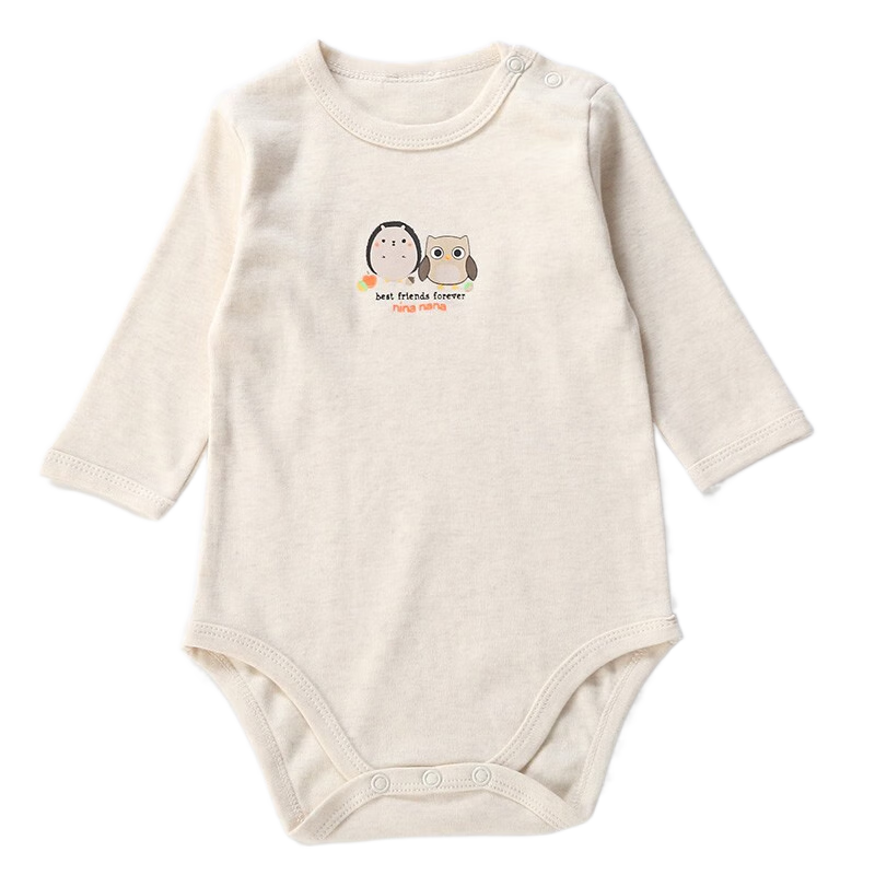 花花宝贝 婴儿衣服宝宝纯棉长袖三角包屁哈衣男女春秋连体衣大码睡衣0-4岁 杏麻 110cm