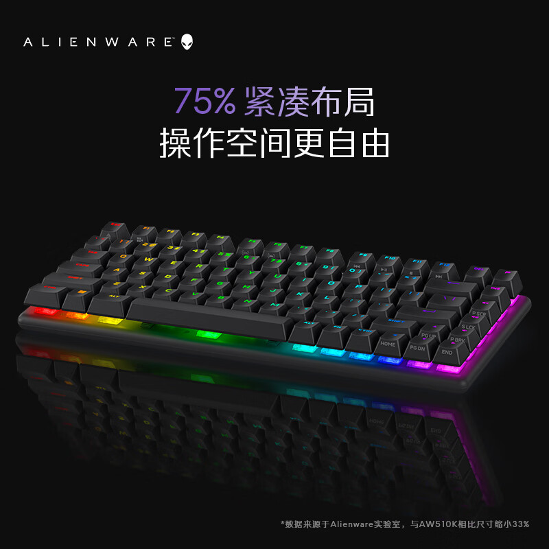 外星人(Alienware)Pro专业版三模无线紧凑型TKL家用电竞游戏机械键盘 超长续航 支持热插拔 节日礼物黑色