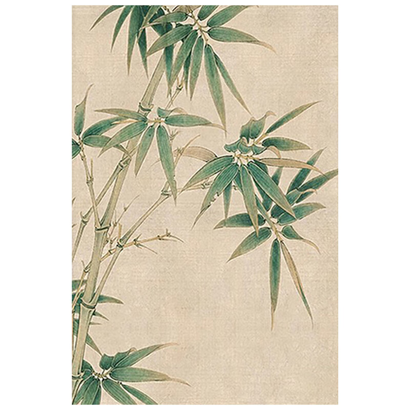 竹报平安纯手绘油画玄关装饰画新中式客厅抽象竹子茶室肌理画挂画 竹