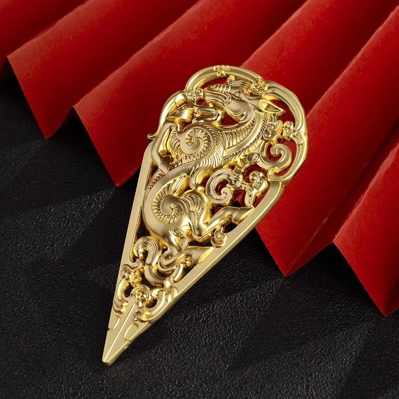 好客山东山东博物馆文创鎏金铜当卢冰箱贴徽章两用旅游周边文创纪念品礼品 鎏金铜当卢冰箱贴