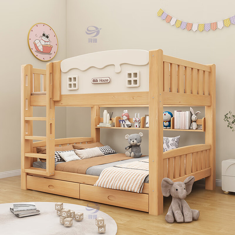 宜家(e-hom)【官方直销】上下层实木床加粗实木上下床成人两层 原木直
