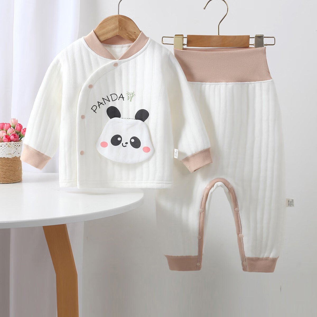 安贝九彩鸟新生婴幼儿秋冬保暖分体套装男女宝宝偏襟和尚服三层夹棉无骨高腰 绿色【保暖套装】 73 cm 【6-9个月】