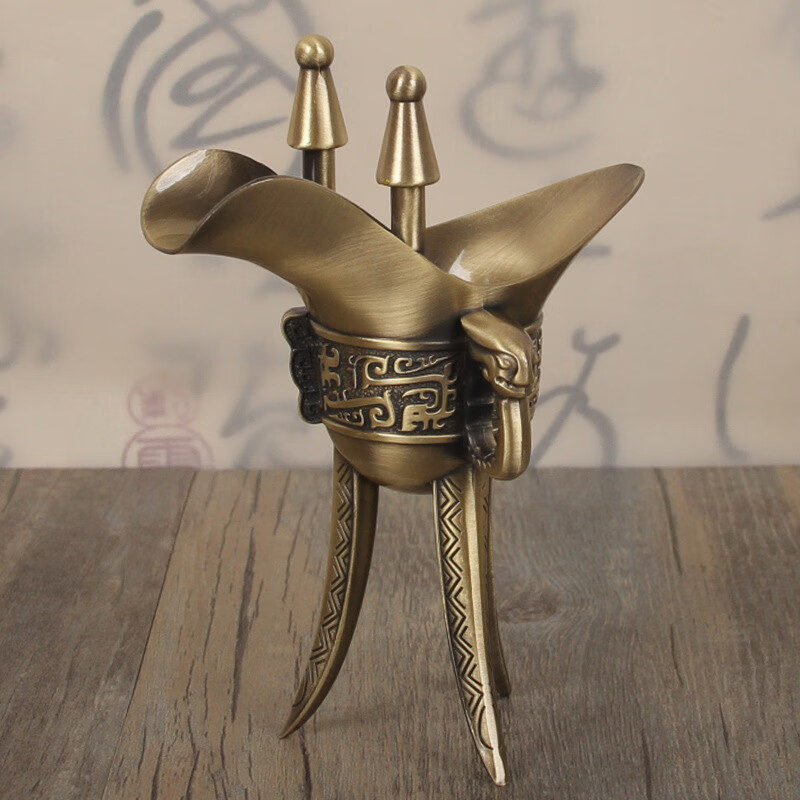 佐普森仿古酒杯复古青铜爵杯高脚杯酒樽白酒杯古代三角杯大号古装剧