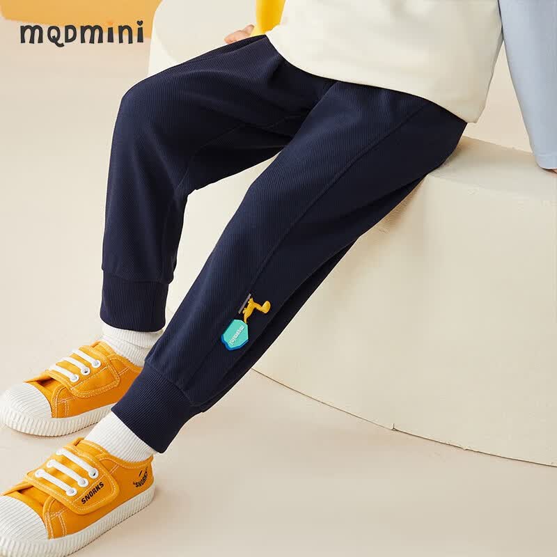 MQDMINI童装儿童裤子男童运动裤小童秋装休闲裤宝宝衣服 立体恐龙胶章深蓝 130使用感如何?
