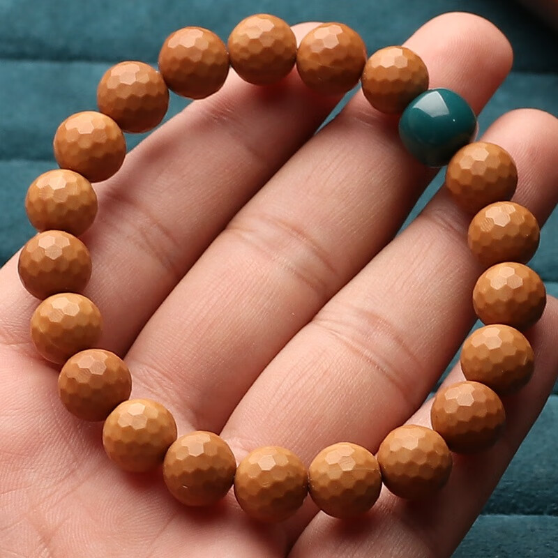 珠缘景翠 猴头桃核土豪京八棱小核桃 砖石多切面短圆手工雕刻凤羽手串