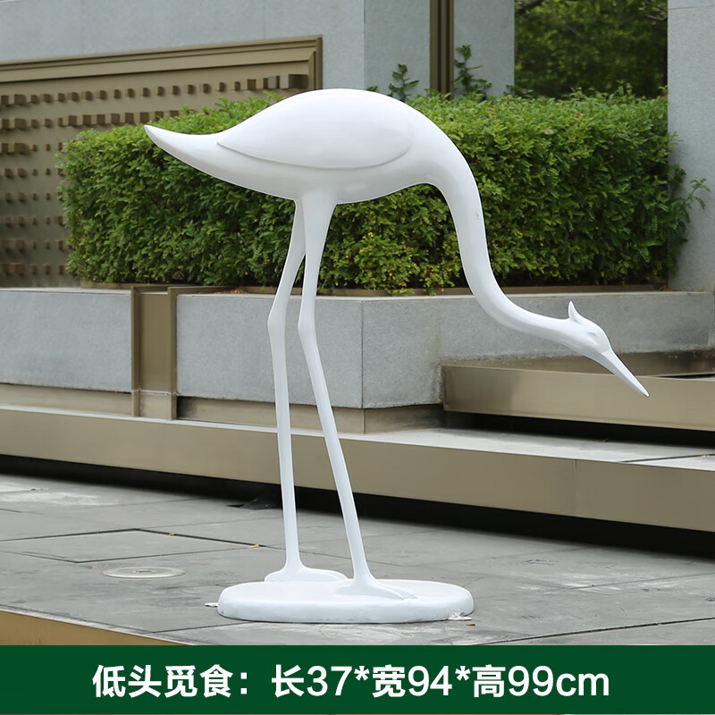 丝缘户外园林景观小品花园庭院水池装饰新中式摆件玻璃钢抽象仙鹤雕塑