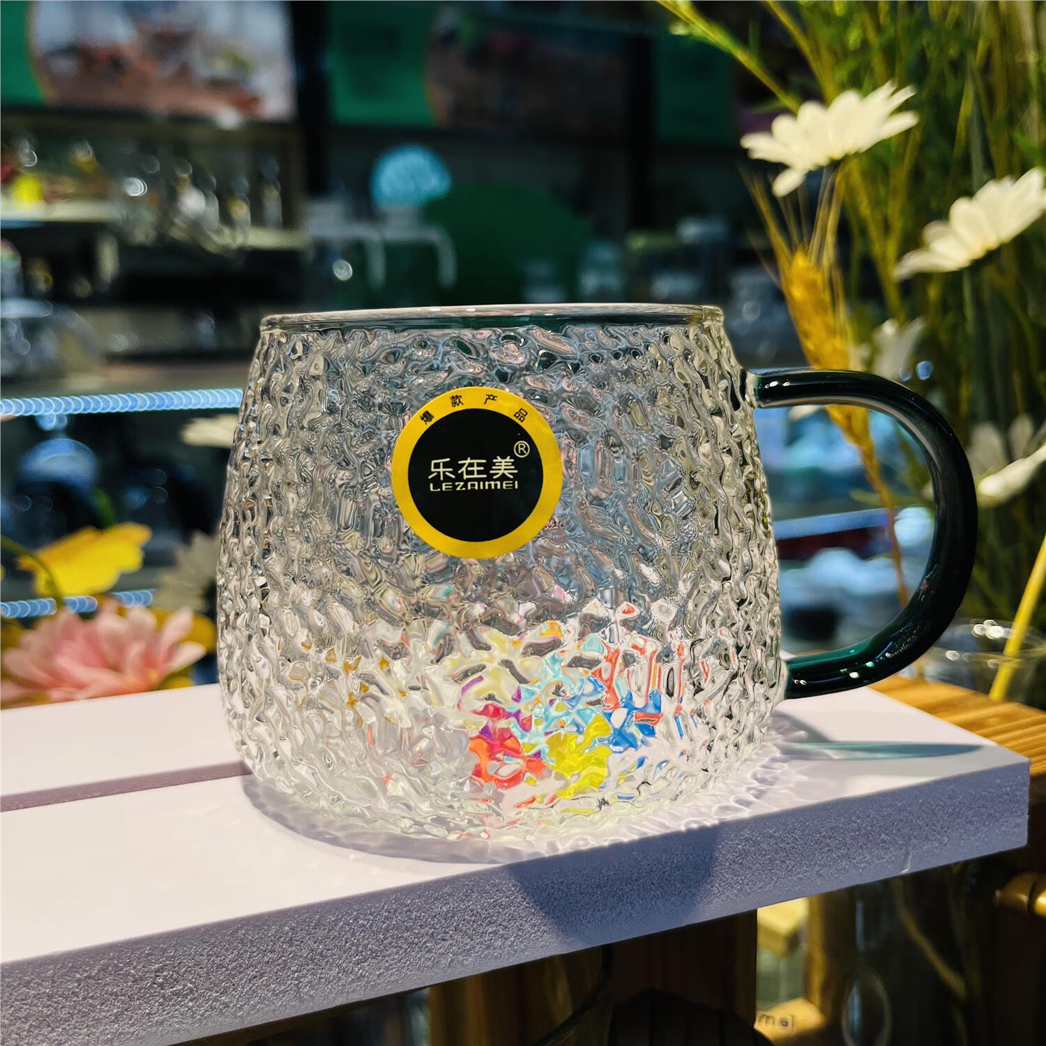 gjxbp乐在美玻璃杯玻璃杯手工耐热杯高硼硅微波炉家用早餐杯防爆带把