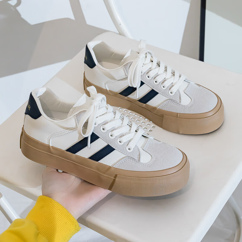 女鞋2023新款夏款秋季运动休闲板鞋秋鞋子 米兰 皮面款 35 标准尺码20