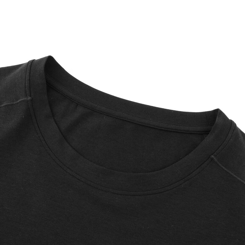 汉麻世家(HANP)男士圆领打底衫棉汉麻粘胶柔软舒适透气男士T恤自京营 乌墨黑 M