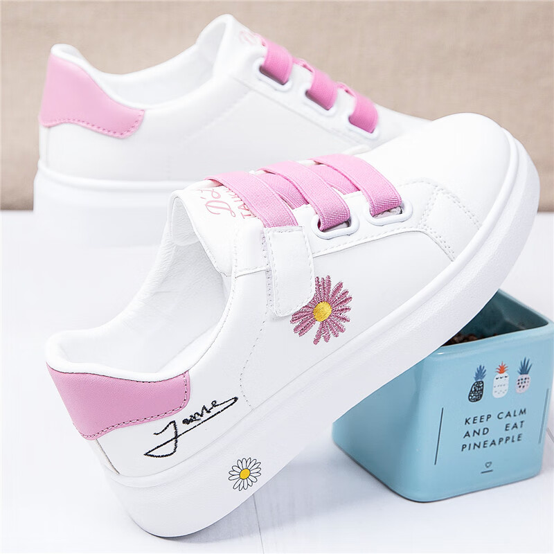 twtckpi少女孩运动鞋10-15岁小学生春秋儿童韩版女童小雏菊小白鞋中大