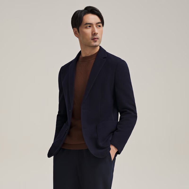 MAYOR男装 秋冬DONDI羊毛混纺深蓝轻便舒适针织休闲西服 深蓝色 180A (180/100A)