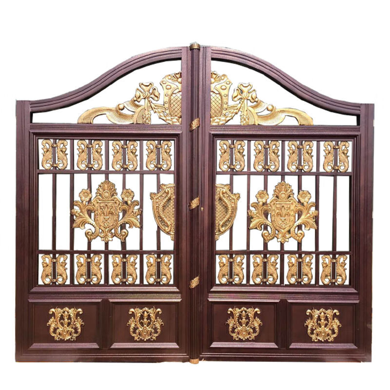 艺大门对开四开农村不锈钢铁艺家用铝合金双开豪华别墅门 定制效果图