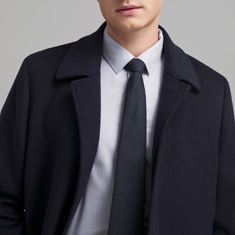 雅戈尔【羊毛混纺】外套男秋冬中长款毛呢大衣保暖舒适商务休闲亲肤 藏青 S