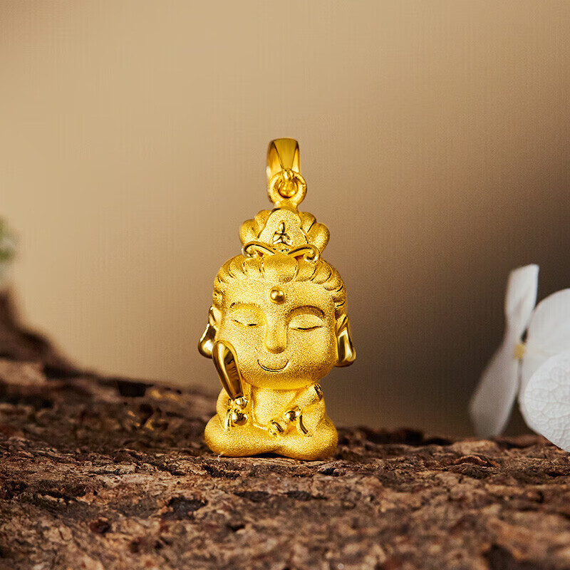 菜百首饰 黄金吊坠 足金生肖佛生肖兔-文殊菩萨不含链 定价 约2.70克