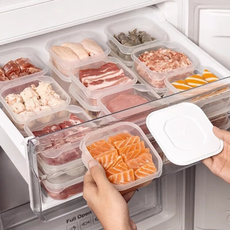 纳浙家冰箱整理收纳盒食品级冷冻肉专用储物盒可微波炉加热保鲜盒分装盒 350ml（2个装）