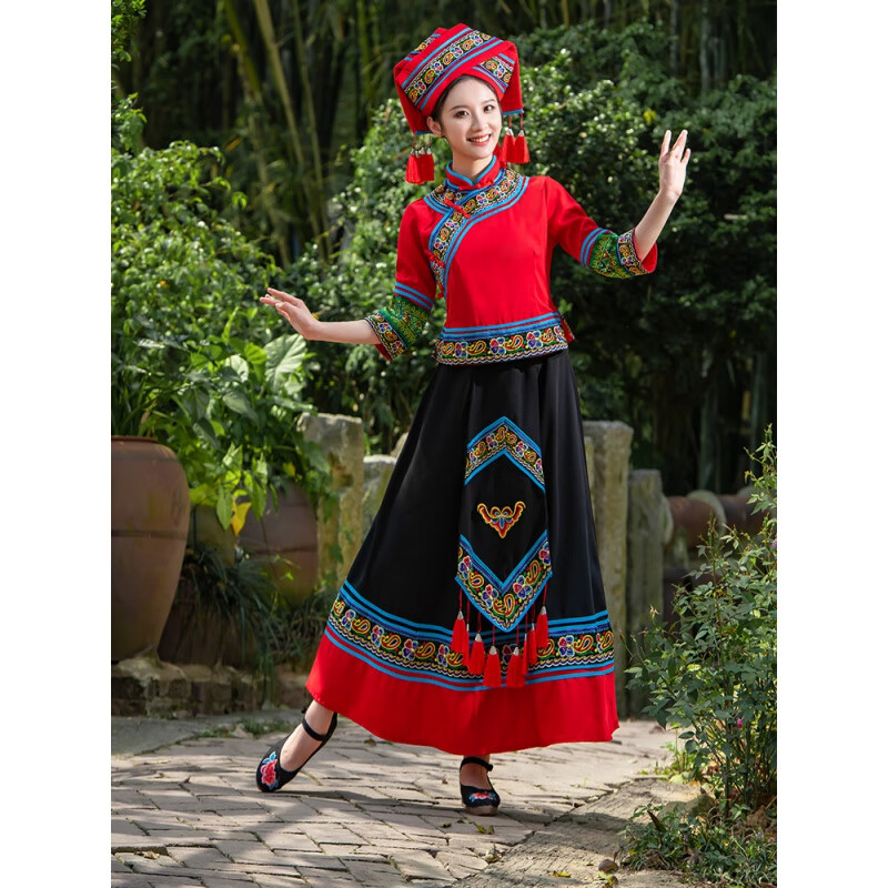 花姿朵广西三月三壮族服装女民族成人服装壮族服饰舞蹈演出服土家族