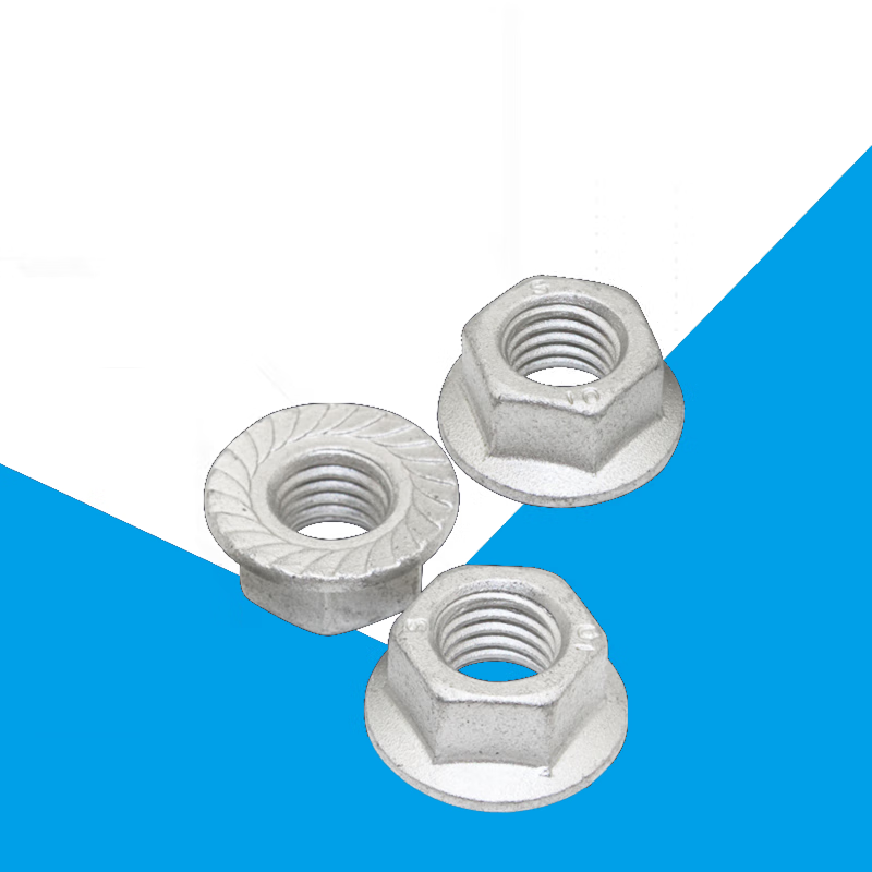达克罗法兰螺母六角法兰面螺帽防松锁紧带齿螺母带垫螺帽 din6923 m8