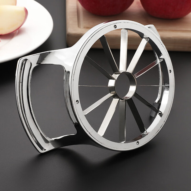 新款豪华大号切果器苹果切片器不锈钢分割器切果盘神器水果切块器 全不锈钢-豪华加高小号8切 单切果器【无水果叉】