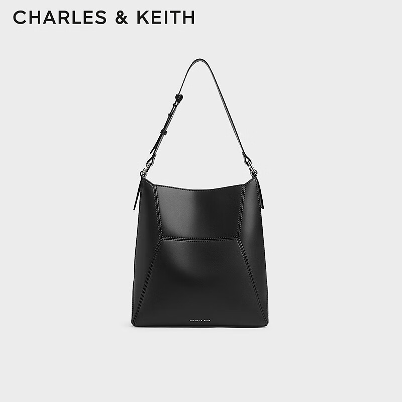CHARLES&KEITH几何大容量单肩托特包女CK2-40671586 Noir黑色 大包
