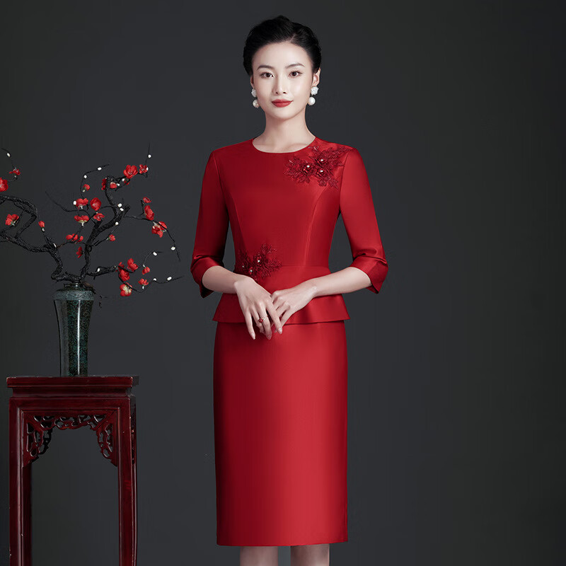 百丽驼美士 balitomms高端喜婆婆婚礼服年轻妈妈婚宴装气质旗袍儿女