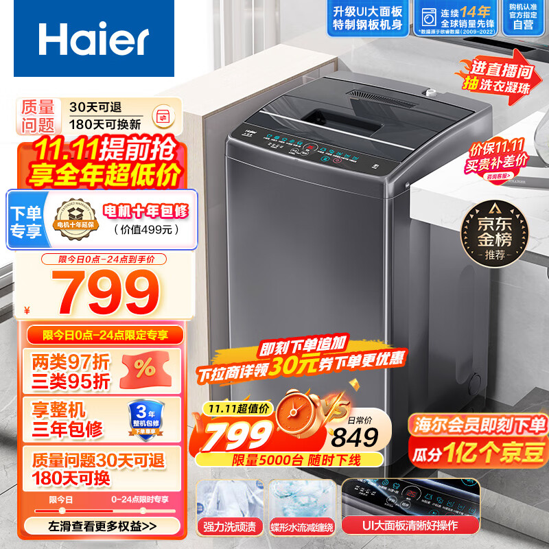 海尔（Haier）波轮洗衣机全自动小型 8公斤大容量 筒自洁不脏桶立体蝶型水流 宿舍租房神器原厂品质EB80M30Mate1属于什么档次？
