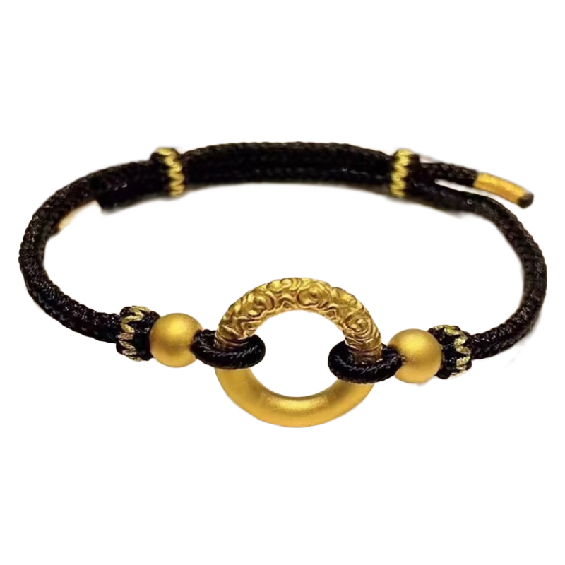 love content老凤凰黄金如意金箍圈女手链999足金平安扣转运珠男女手