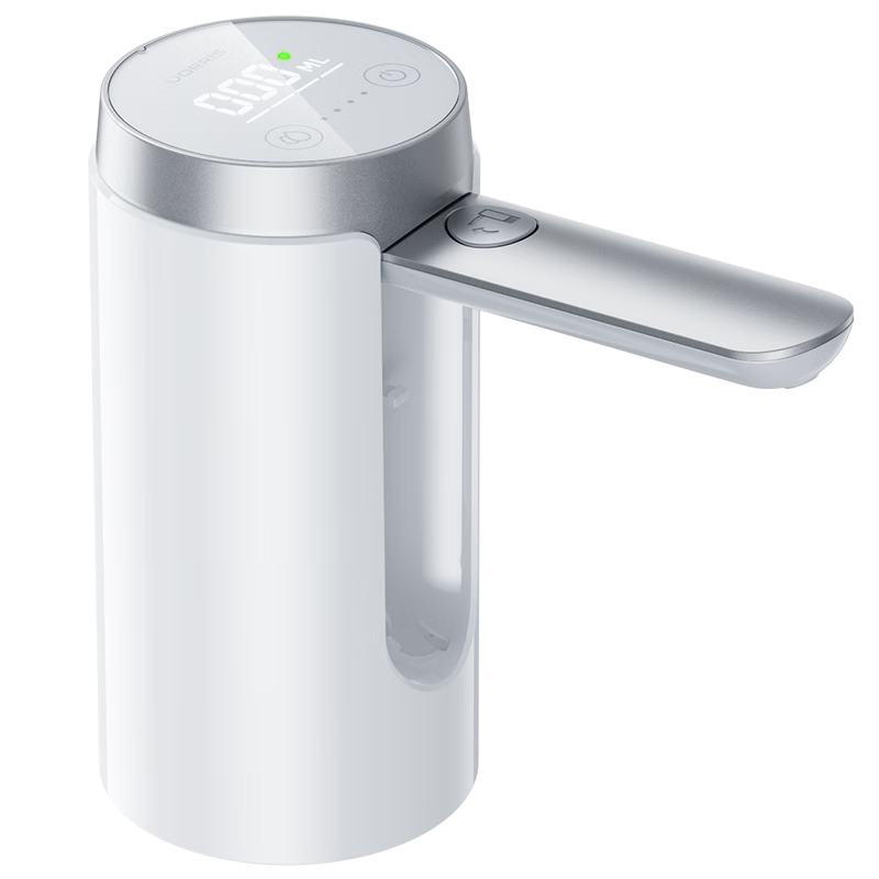 UORRIS德國歐瑞氏桶裝水抽水器 殺菌電動上水器 家用礦泉純凈水飲水機自動抽水機取水器壓水器 珍珠白 UVC強效殺菌丨食品級材質(zhì)丨5550mWh大容量