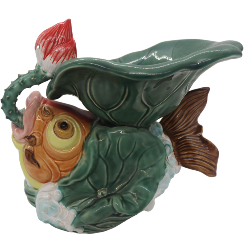 美外鲤鱼锦鲤雕塑佛山石湾公仔陶瓷 玄关客厅办公室摆件 新年乔迁礼物