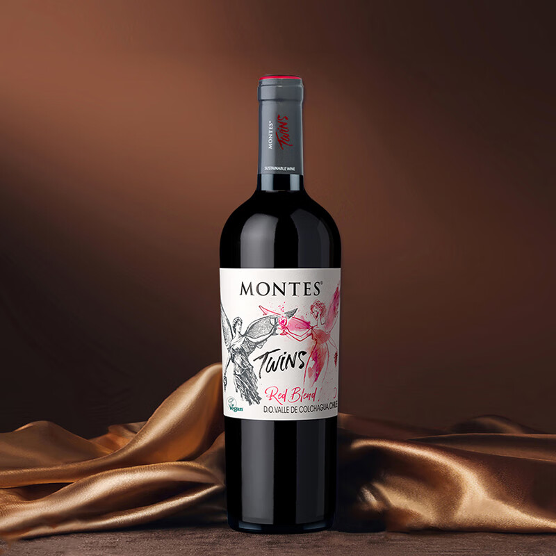 蒙特斯智利原瓶进口天使双宝干红葡萄酒750ml混酿红酒双支礼袋 双宝整箱