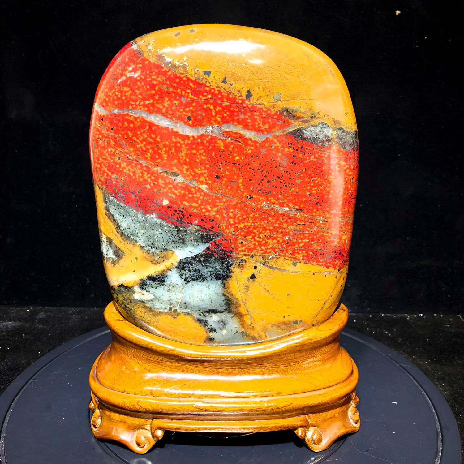 天然鸡血玉石奇石观赏石收藏桌面装饰摆件尺寸20-8-32cm重19.2斤