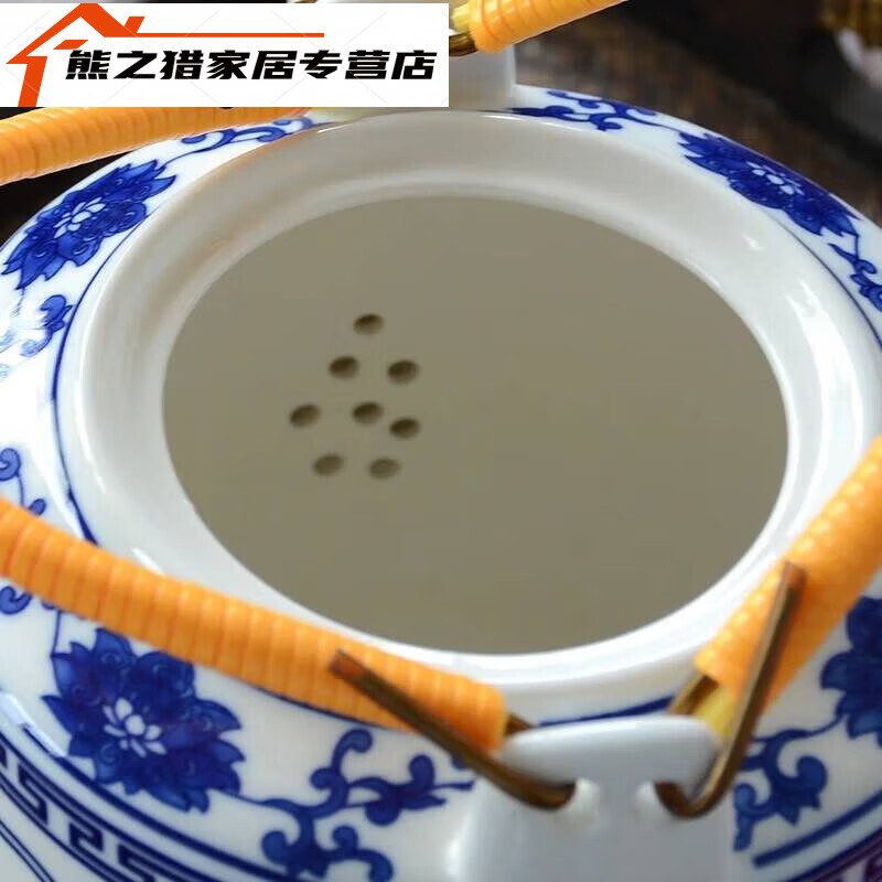 RSRDDY超大容量陶瓷茶壶家用景德镇泡茶壶耐高温凉水壶青花冷水壶大号 花开富贵3L