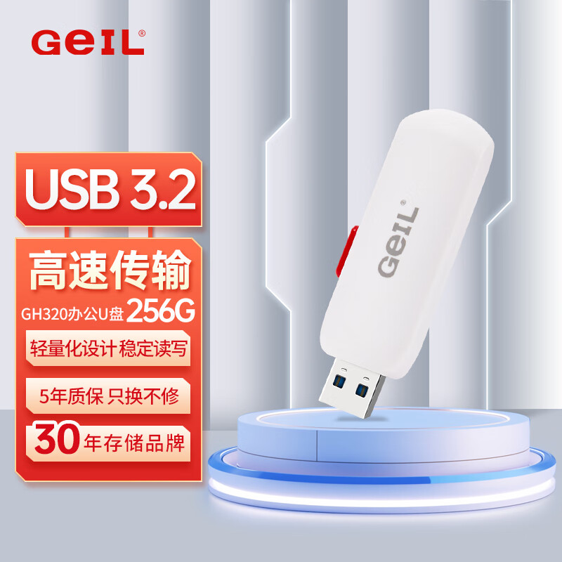 GEIL金邦 256GB USB3.2 U盘 读速100MB/s 高速大容量商务可爱创意优盘学生u盘 GH320系列