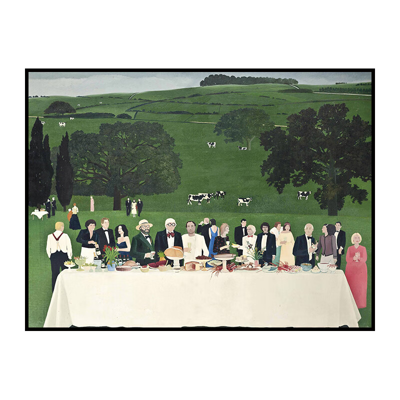大仟印像大卫霍克尼野餐北欧风油画装饰画简美复古挂画小众民宿客餐厅