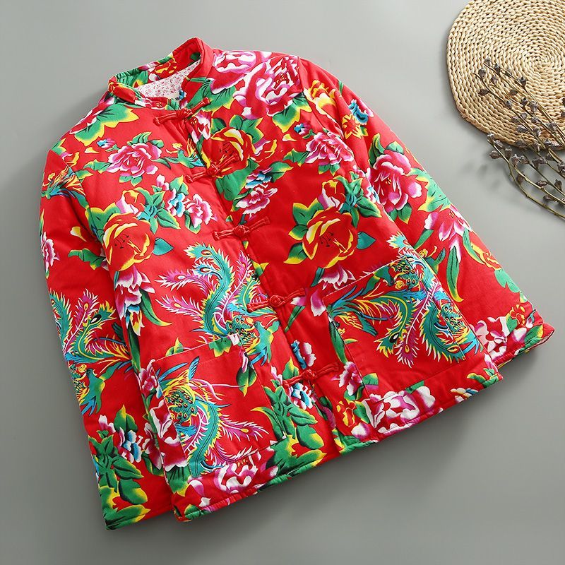 tdnzsel搞笑个性特色东北大花袄男花布丝绵棉衣加厚保暖宽松棉袄成人