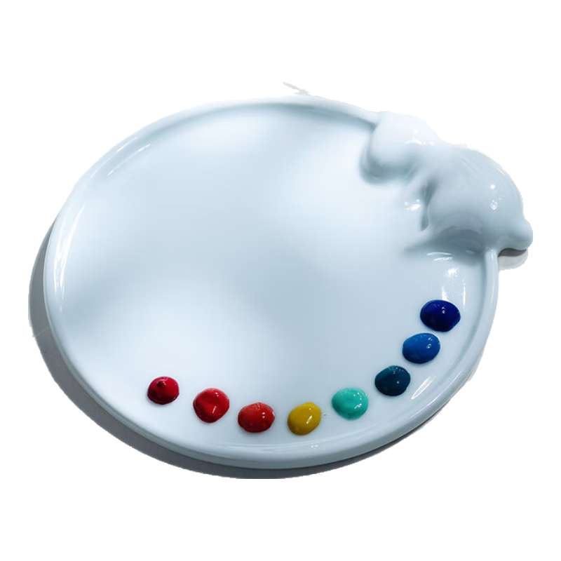 【全網(wǎng)低價】榮寶齋 調(diào)色盤 文房四寶顏料調(diào)色盤畫具畫材書法繪畫國畫工具陶瓷用品 月兔調(diào)色盤