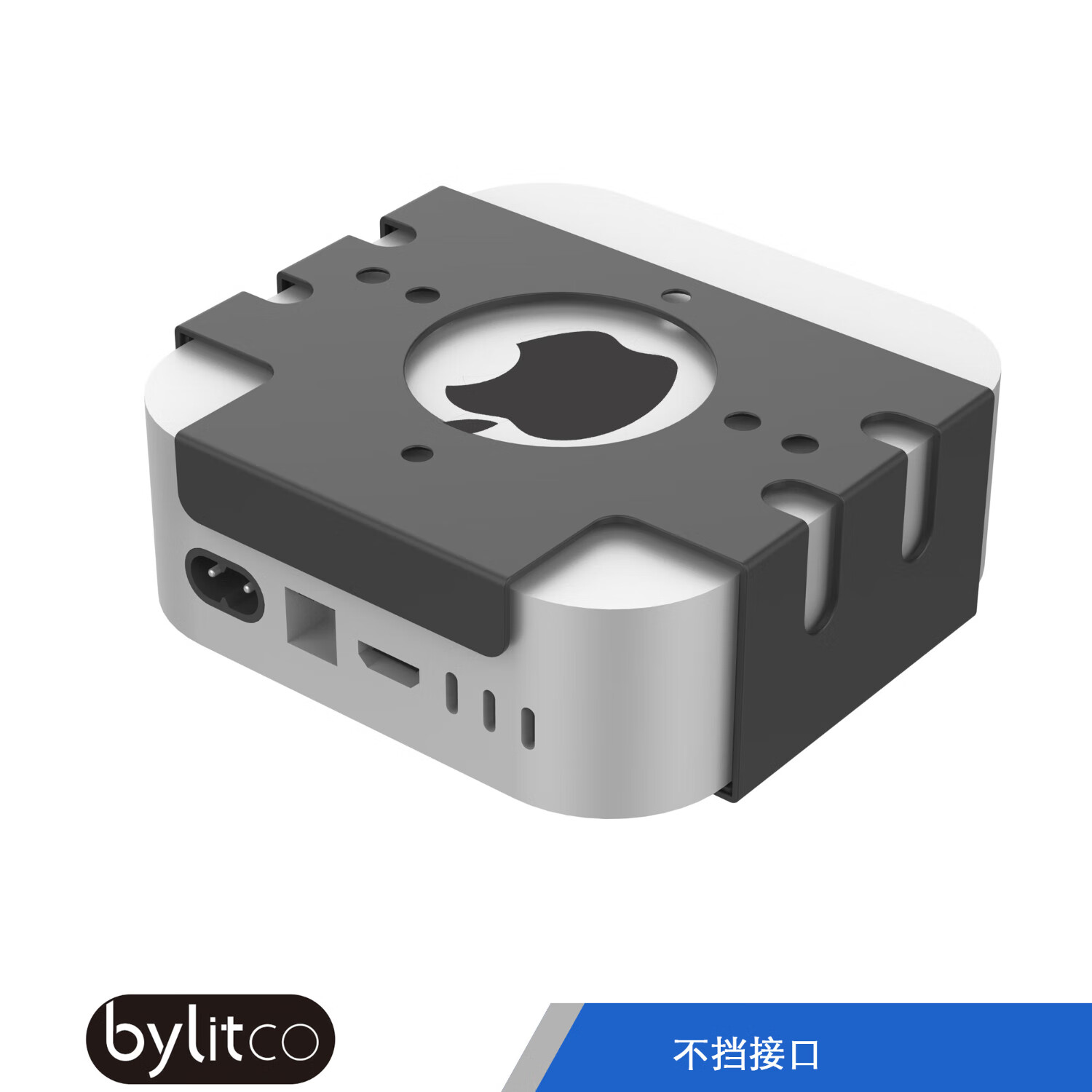 美易支Mac Mini M1M2M4/M4 pro金属支架散热托架桌下或者显示器后背安装软垫保护不挡开关插口 黑色M4专用