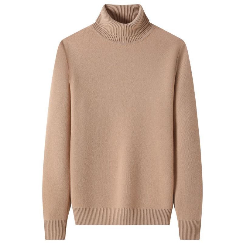 恒源祥厚款保暖纯羊毛衫女秋冬季新款高领套头毛衣纯色打底女装针织衫 奶咖色 M /165/88A