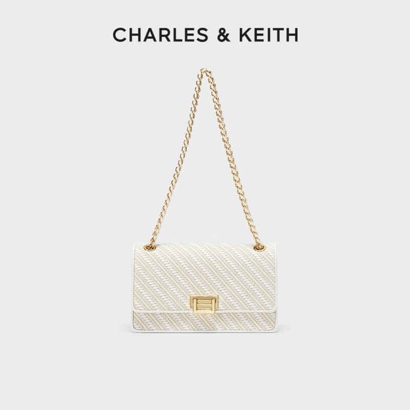 CHARLES&KEITH【春夏穿搭】CHARLES＆KEITH小方包CK2-20840317-8双股链条斜挎包 CK2-20840464-10 White白色