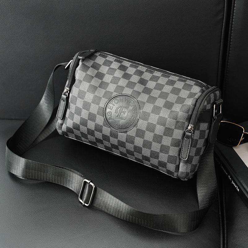 酷奇袋鼠真皮斜挎包男士通勤包机能男款邮差包男骑行机车背包单肩包潮