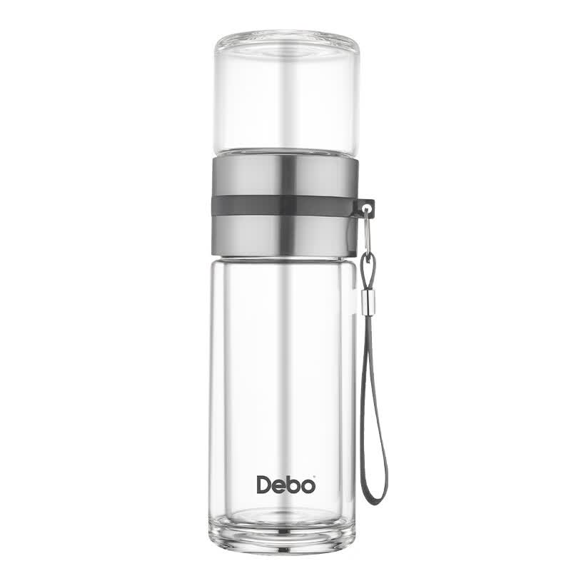 Debo德铂茶水分离杯茶大容量双层玻璃带盖便携高档泡茶杯 茶水分离杯茶 260ml