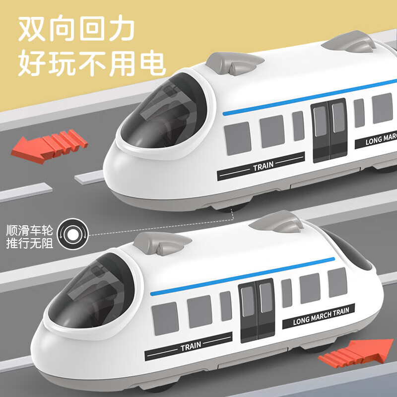 煦贝乐儿童卡通双回力火车玩具惯性高铁模型宝宝抓握男孩生日礼物