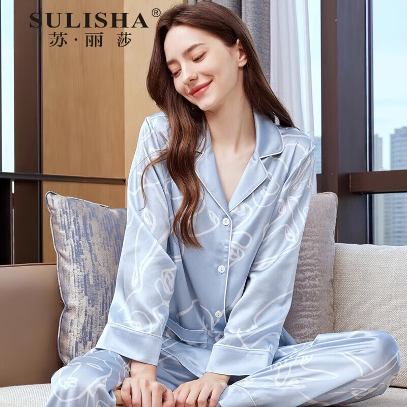 苏丽莎品牌真丝睡衣女长袖高级感2024新款定制100%桑蚕丝分体家居服