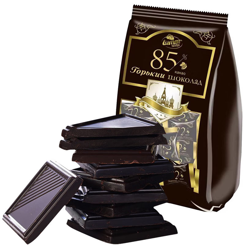 拉迈尔85%黑巧克力200g 俄罗斯代餐纯可可脂休闲零食糖果巧克力