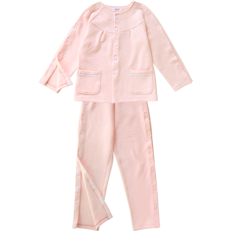 金闌亭病號服易穿脫 春夏純棉護(hù)理服 骨折癱瘓術(shù)后康復(fù)臥床老人護(hù)理衣服 紫色空氣棉拉鏈套裝【女款】 2XL