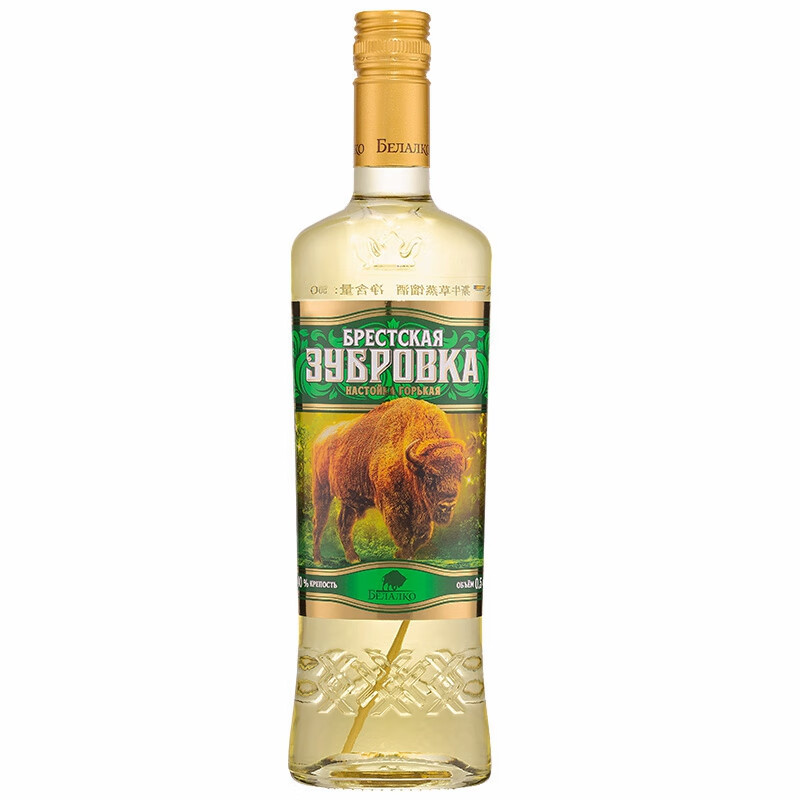 罗斯牛草洋酒白俄罗斯进口野牛草伏特加蒸馏酒 40度 500ml 1瓶