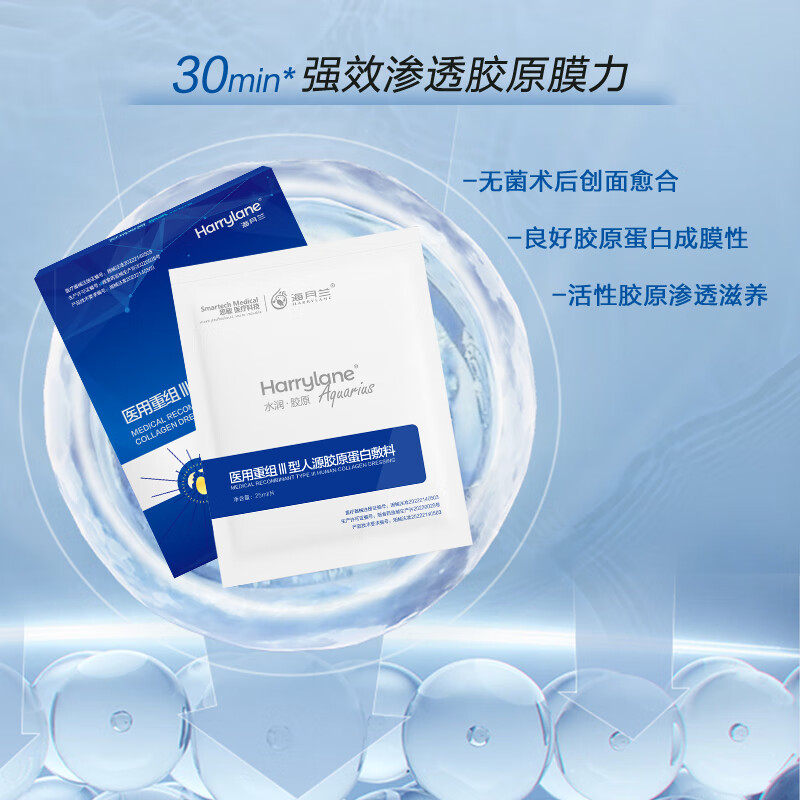 海月兰医用III型人源重组胶原蛋白敷料护理术后创面愈合非面膜送礼物 【1盒装】体验价 医用III型胶原敷料