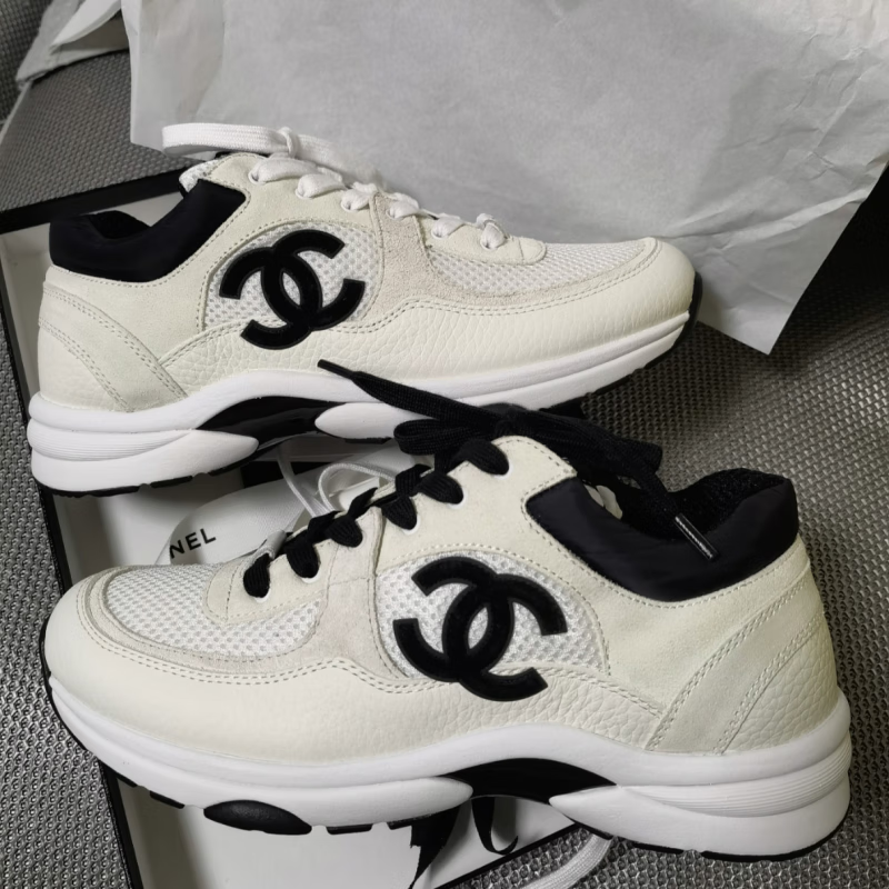 香奈儿熊猫鞋跑步运动鞋黑白经典logo时尚运动皮革女鞋礼物送女友儿